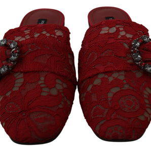 Dolce & Gabbana Radiant Red Slide Flats with Crystal Embellishments Dolce & Gabbana 