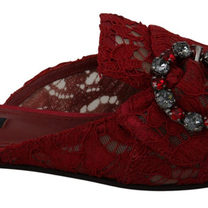 Dolce & Gabbana Radiant Red Slide Flats with Crystal Embellishments Dolce & Gabbana 