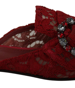 Dolce & Gabbana Radiant Red Slide Flats with Crystal Embellishments Dolce & Gabbana 