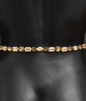 Dolce & Gabbana White Leather Crystals Waist Belt Dolce & Gabbana 
