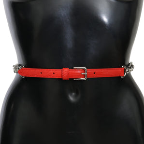 Dolce &amp; Gabbana Elegant Floral Rose Waist Belt in Vibrant Red