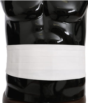 Dolce & Gabbana White Men Waist Belt Cotton Cummerbund Dolce & Gabbana 