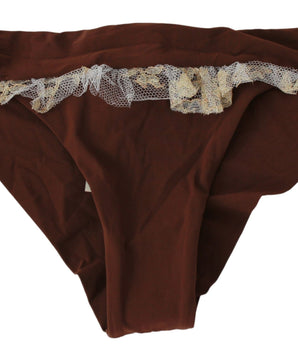 PINK MEMORIES Brown Lace Beachwear Two Piece Bikini Swimsuit