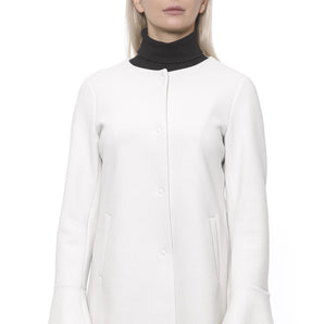 19V69 Italia Elegant White Neoprene Woman Coat