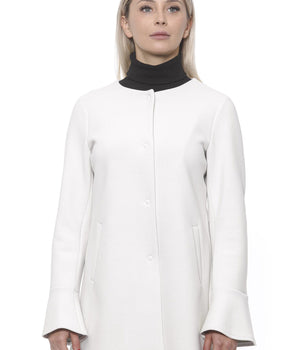 19V69 Italia Elegant White Neoprene Woman Coat