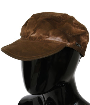 Costume National Brown Newsboy Beret Cabbie Fedora Hat