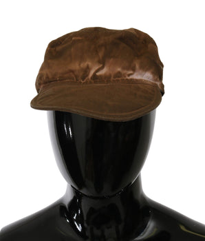 Costume National Brown Newsboy Beret Cabbie Fedora Hat