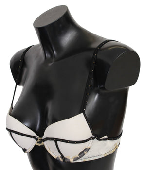 Sujetador push-up blanco elegante con detalles de logo de Just Cavalli