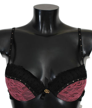 Roberto Cavalli Elegante sujetador push-up de encaje negro