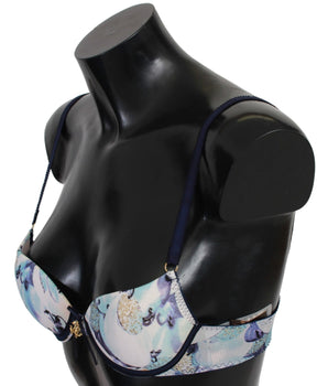Roberto Cavalli Elegante Sujetador Push-Up Estampado Azul