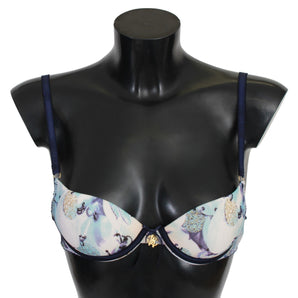 Roberto Cavalli Elegante Sujetador Push-Up Estampado Azul