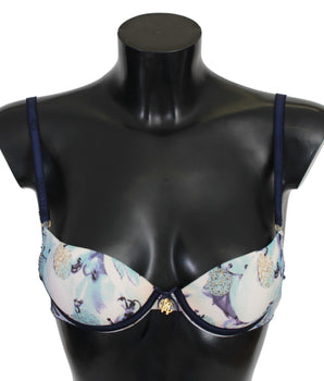 Roberto Cavalli Elegante Sujetador Push-Up Estampado Azul