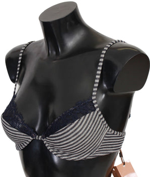 Ermanno Scervino Sujetador Reggiseno de encaje a rayas azules