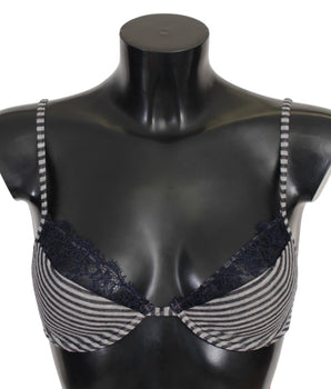 Ermanno Scervino Sujetador Reggiseno de encaje a rayas azules