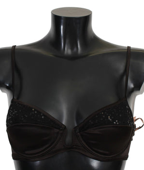 Ermanno Scervino Sujetador balconette marrón con lentejuelas