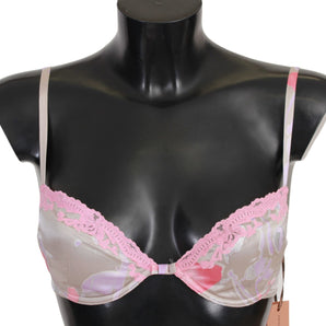 Ermanno Scervino Sujetador push up chic de mezcla de seda y encaje rosa