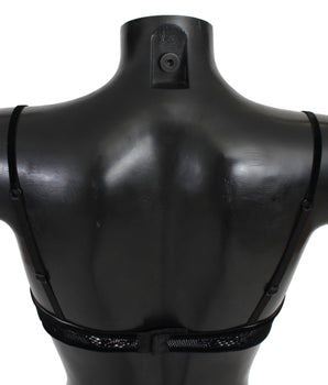 Ermanno Scervino Elegante sujetador balconcino de malla negro