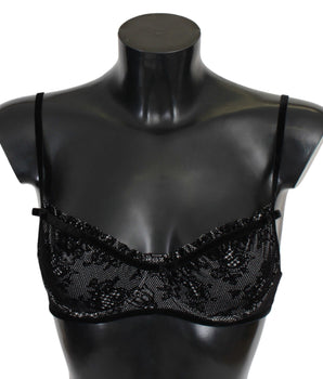 Ermanno Scervino Elegante sujetador balconcino de malla negro