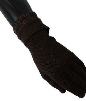 Costume National Brown Wool Knitted One Size Wrist Length Gloves Costume National 
