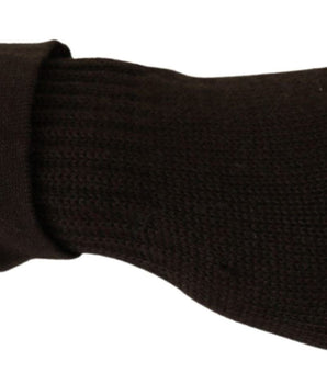 Costume National Brown Wool Knitted One Size Wrist Length Gloves Costume National 