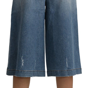 Dolce &amp; Gabbana Elegant Wide Leg Cropped Denim Trousers