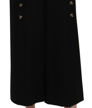 Dolce & Gabbana Black High Waist Wide Leg Cropped Pants