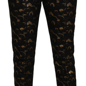 Dolce & Gabbana Elegant High Waist Tapered Brocade Pants