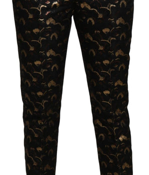 Dolce & Gabbana Black Gold Brocade High Waist Pants Dolce & Gabbana 
