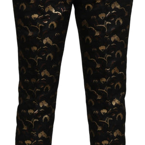 Dolce &amp; Gabbana Elegant High Waist Tapered Brocade Pants