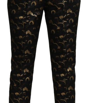 Dolce & Gabbana Black Gold Brocade High Waist Pants Dolce & Gabbana 