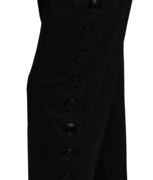 Dolce & Gabbana Black High Waist Cropped Cotton Stretch Pants Dolce & Gabbana 