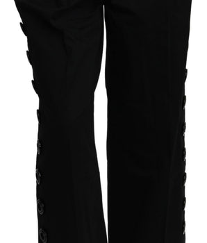 Dolce & Gabbana Black High Waist Cropped Cotton Stretch Pants Dolce & Gabbana 