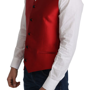 Dolce &amp; Gabbana Ravishing Red Silk Formal Vest