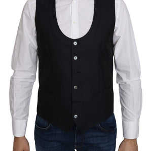 Dolce &amp; Gabbana Elegant Blue Silk-Blend Formal Vest