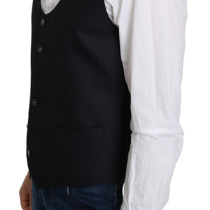 Dolce &amp; Gabbana Elegant Blue Silk-Blend Formal Vest