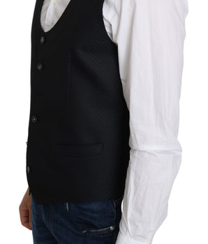 Dolce & Gabbana Elegant Blue Silk-Blend Formal Vest Dolce & Gabbana 