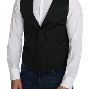 Dolce &amp; Gabbana Elegant Silk Formal Gray Vest