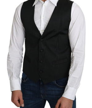 Dolce & Gabbana Elegant Silk Formal Gray Vest Dolce & Gabbana 