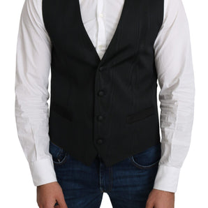 Dolce & Gabbana Elegant Silk Formal Gray Vest