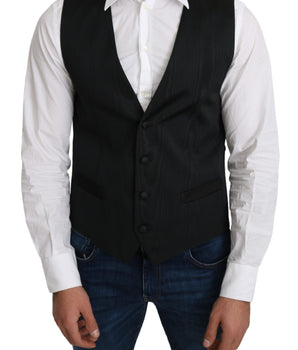 Dolce & Gabbana Elegant Silk Formal Gray Vest Dolce & Gabbana 