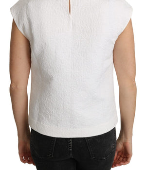 Dolce & Gabbana White Floral Brocade Blouse Cotton Top Dolce & Gabbana 