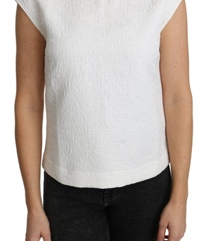 Dolce & Gabbana White Floral Brocade Blouse Cotton Top Dolce & Gabbana 