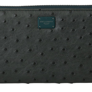 Dolce & Gabbana Exquisite Green Ostrich Leather Continental Wallet Dolce & Gabbana 