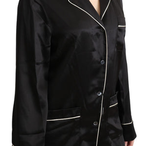 Dolce &amp; Gabbana Elegant Silk Black Button-Up Blouse