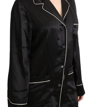 Dolce &amp; Gabbana Elegante blusa de seda negra con botones