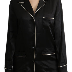 Dolce & Gabbana Elegant Silk Black Button-Up Blouse