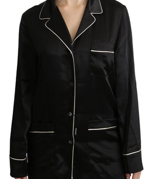 Dolce &amp; Gabbana Elegante blusa de seda negra con botones