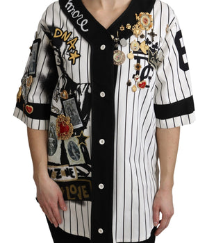 Dolce &amp; Gabbana Elegante blusa a rayas con cuello en V