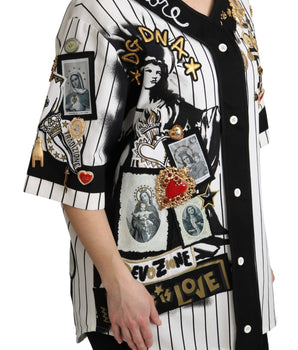 Dolce &amp; Gabbana Elegante blusa a rayas con cuello en V