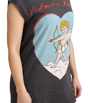 Dolce & Gabbana Gray Cotton L' Amore Top Tank T-shirt Dolce & Gabbana 